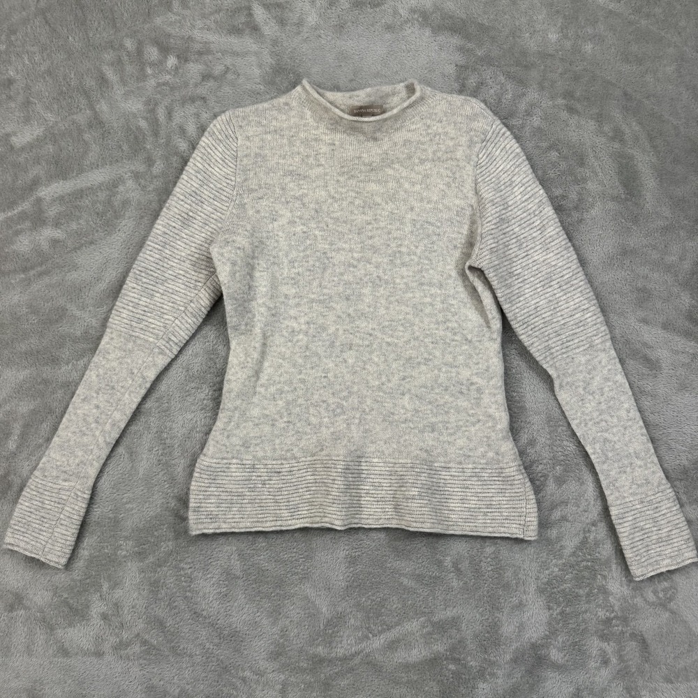 Banana Republic Sweater Womens M Ivory Alpaca Merino Wool Blend Roll Neck Ribbed